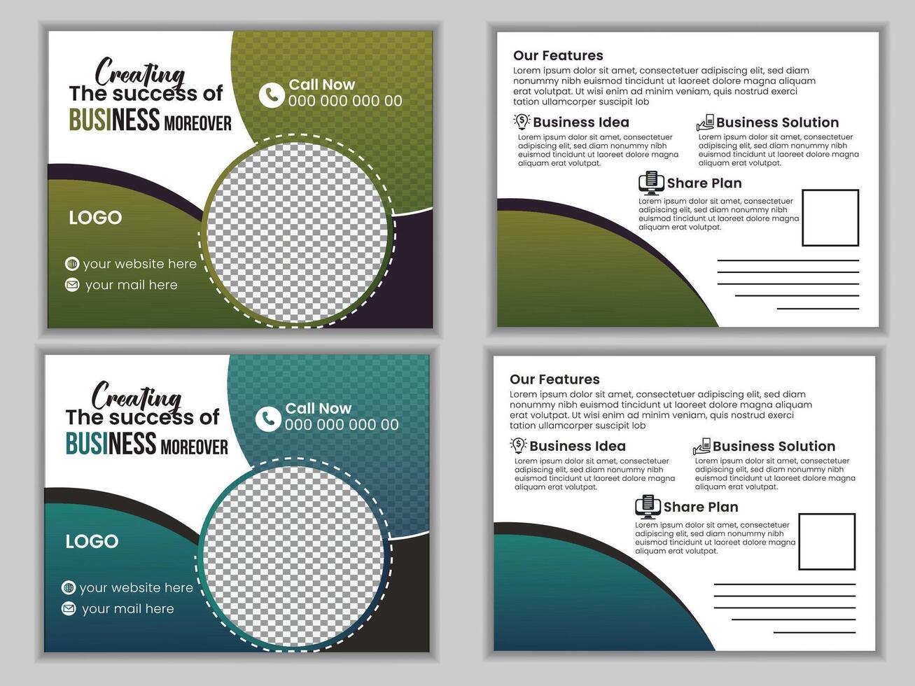 Corporate Business Postcard Template Design, Simple and Clean Modern Minimal Postcard Template, Business Postcard Layout vector