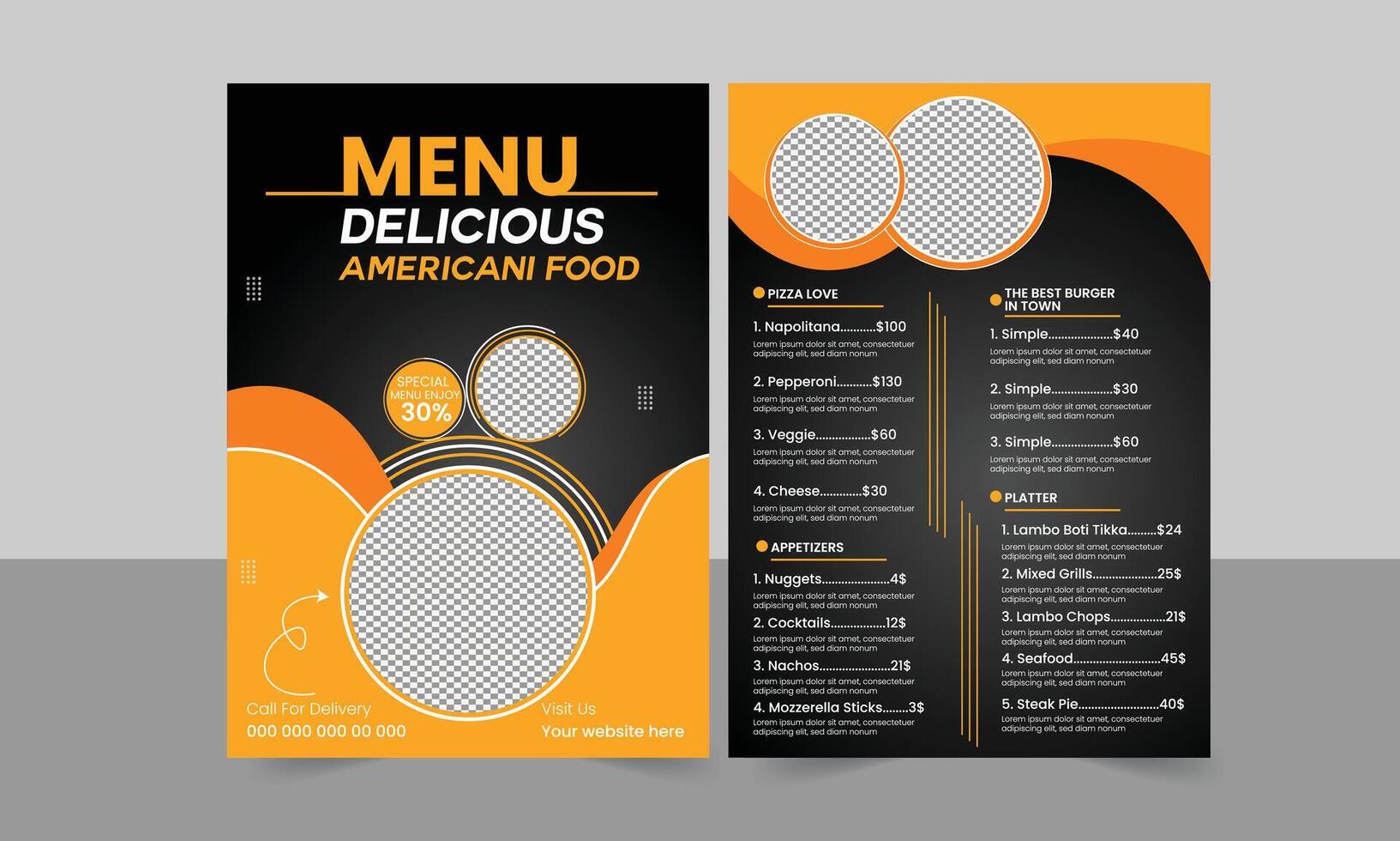 simple and minimal menu card design. vector