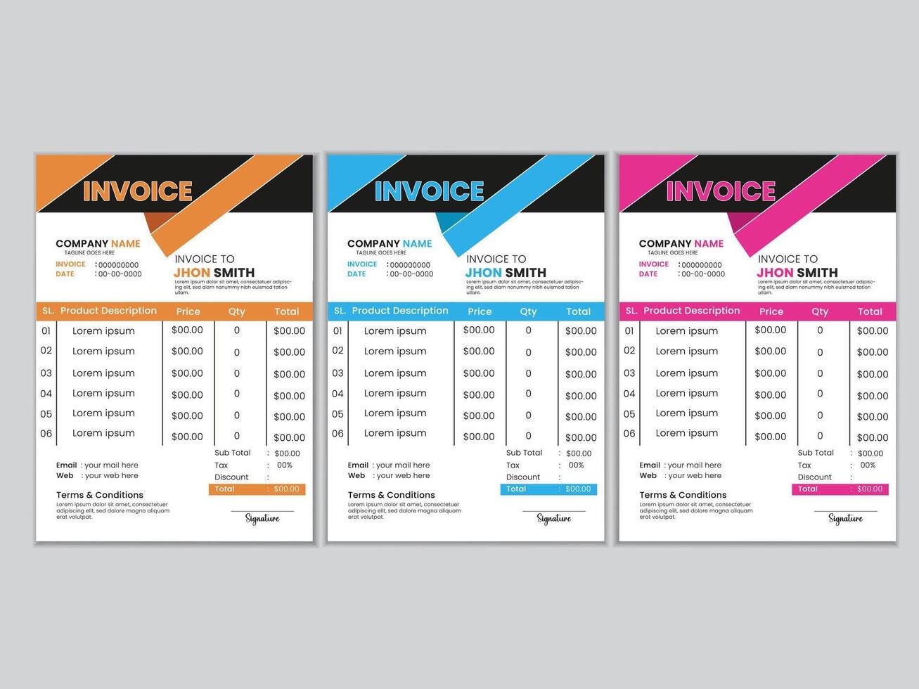 Minimal Corporate Business Invoice design template set vector