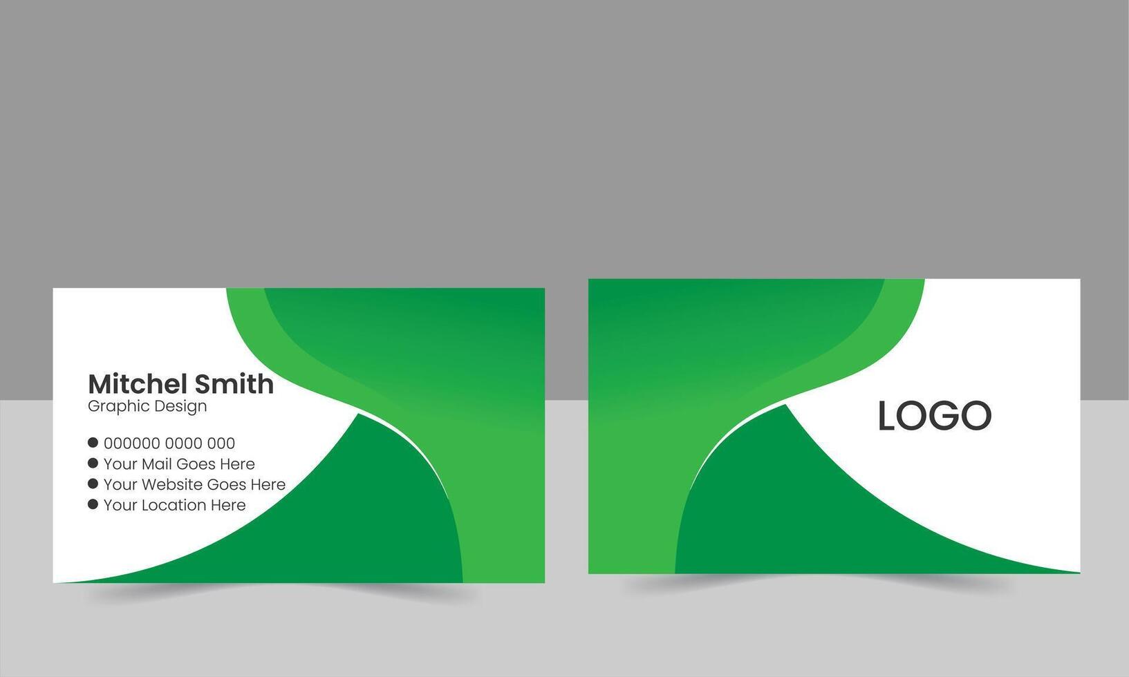 Elegant minimal White and Green business card design template. vector