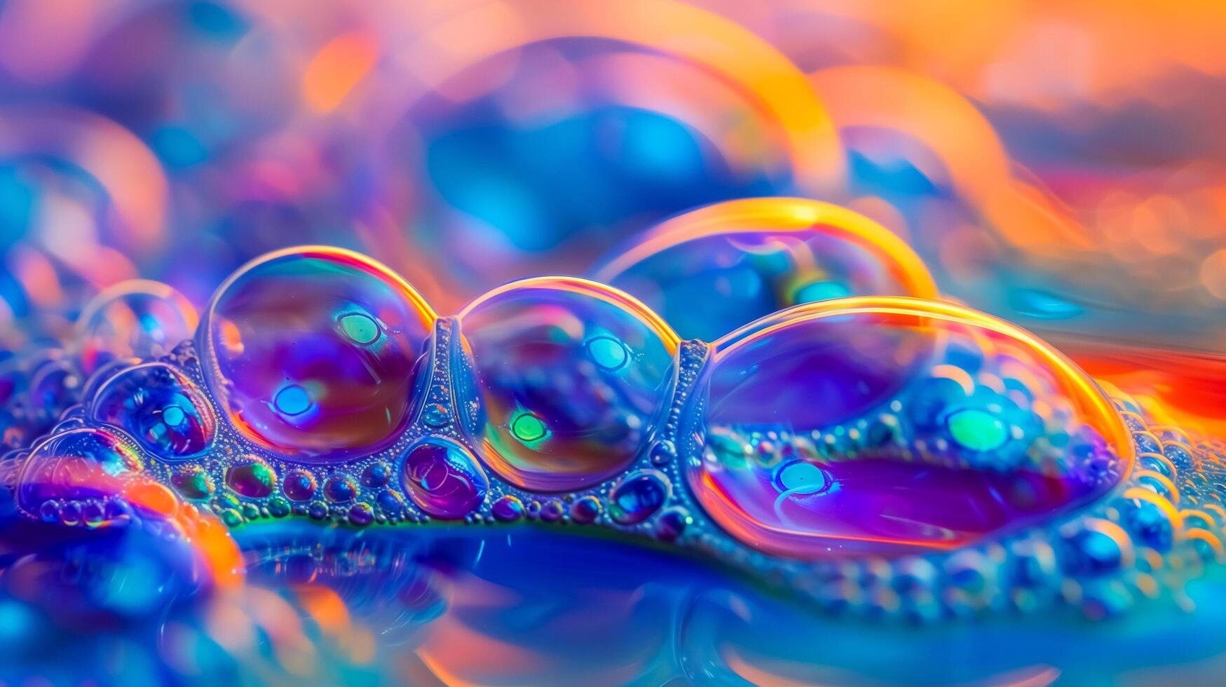 A close up of bubbles in a colorful water photo