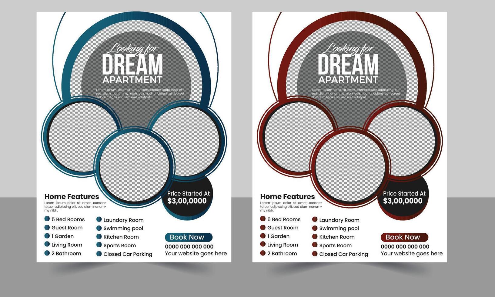 Real Estate Flyer Template Design, Corporate Colorful Real Estate Template, Unique Flyer Design. vector