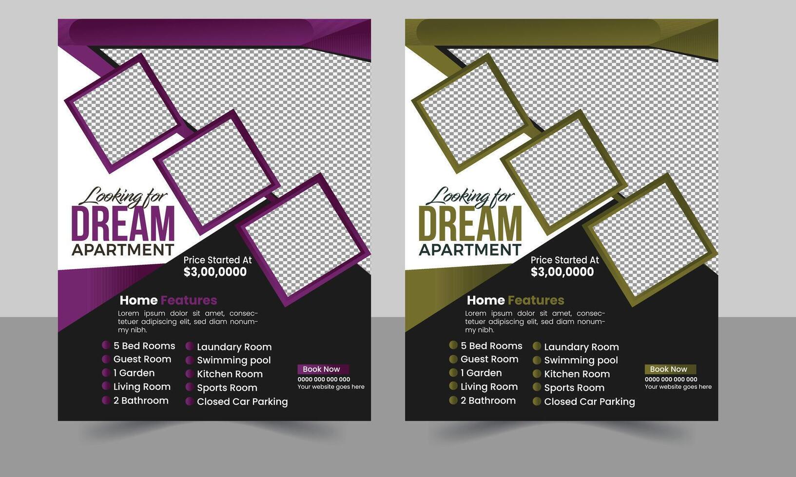 Real Estate Flyer Template Design, Corporate Colorful Real Estate Template, Unique Flyer Design. vector