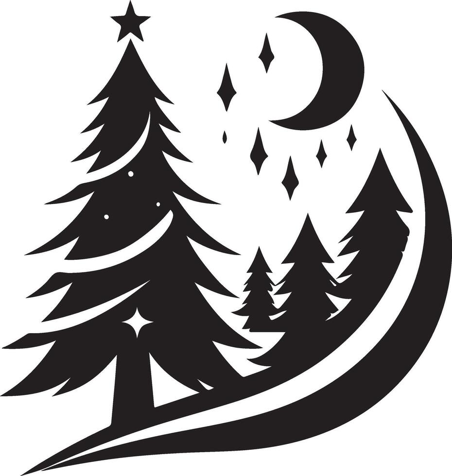 Christmas tree logo icon silhouette vector
