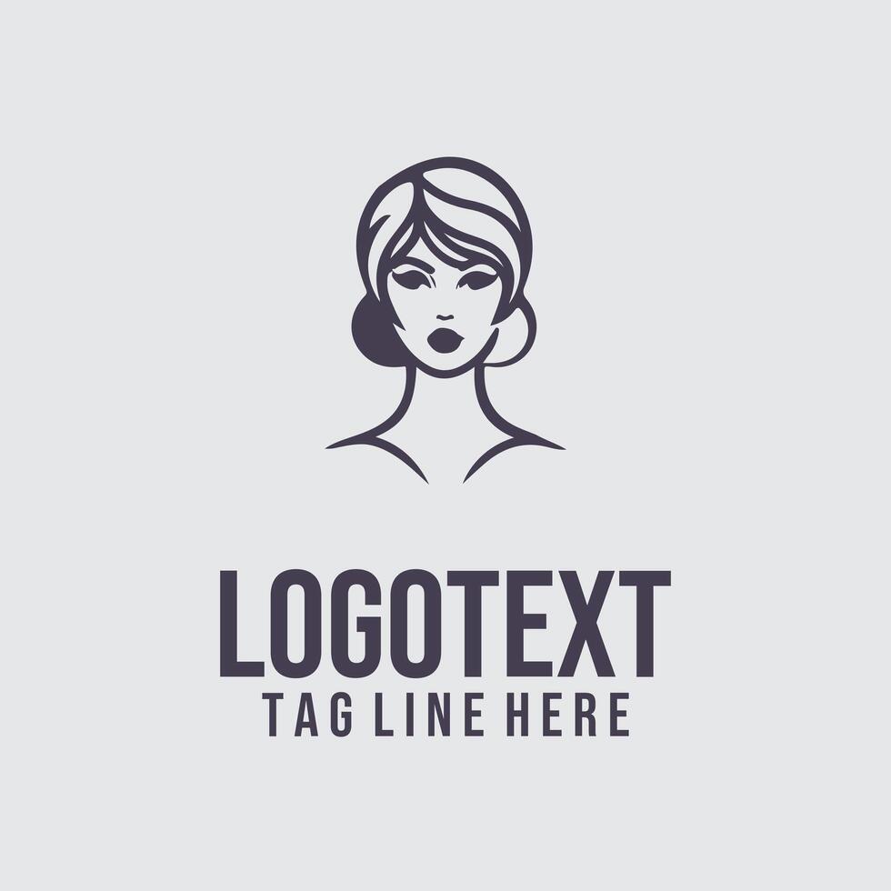 A woman's face logo design vector