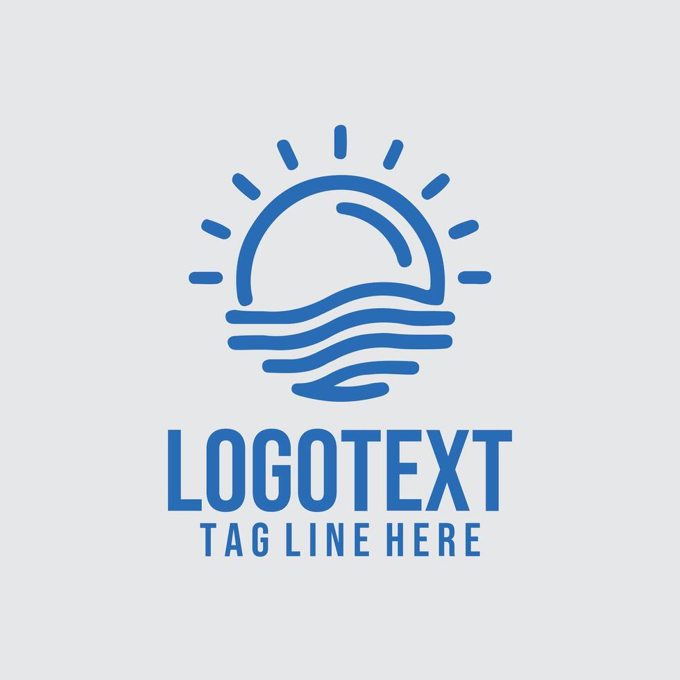 The sun and waves logo design vector