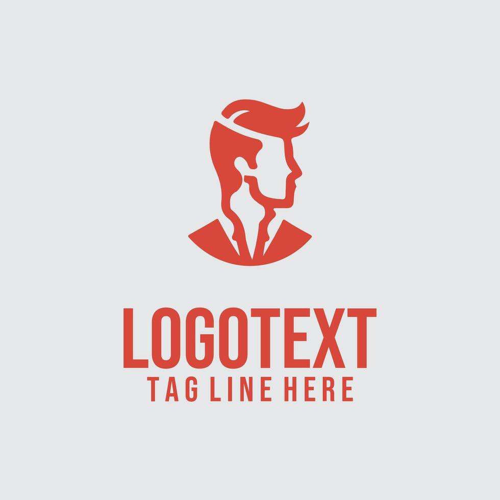 A man with a tie on his head logo vector
