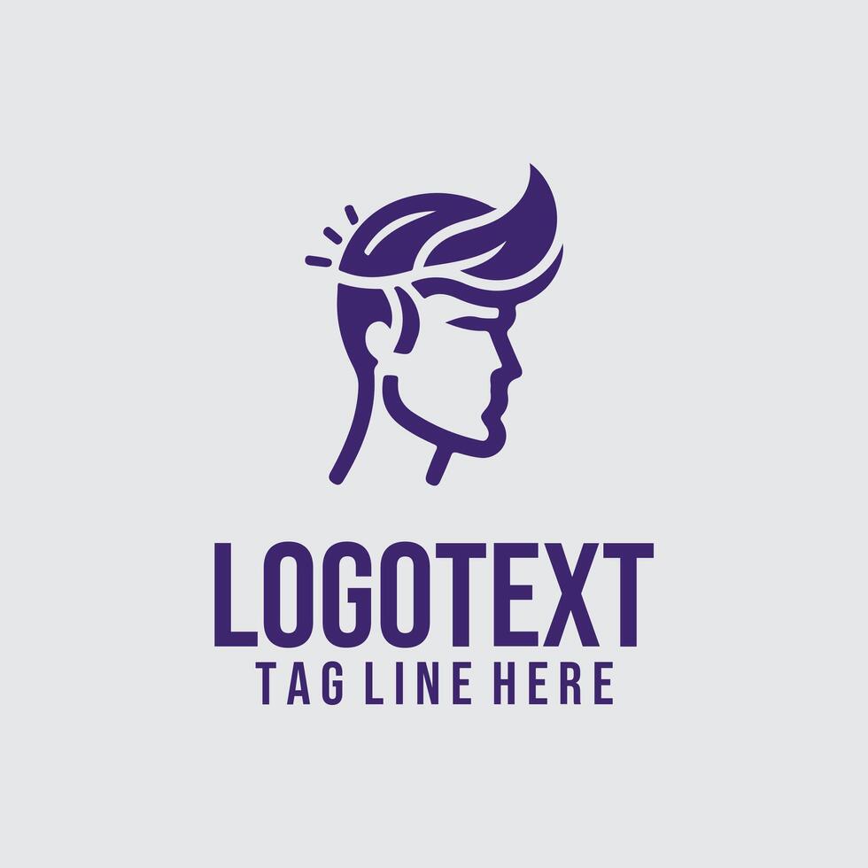 A man's head with a purple hair logo vector