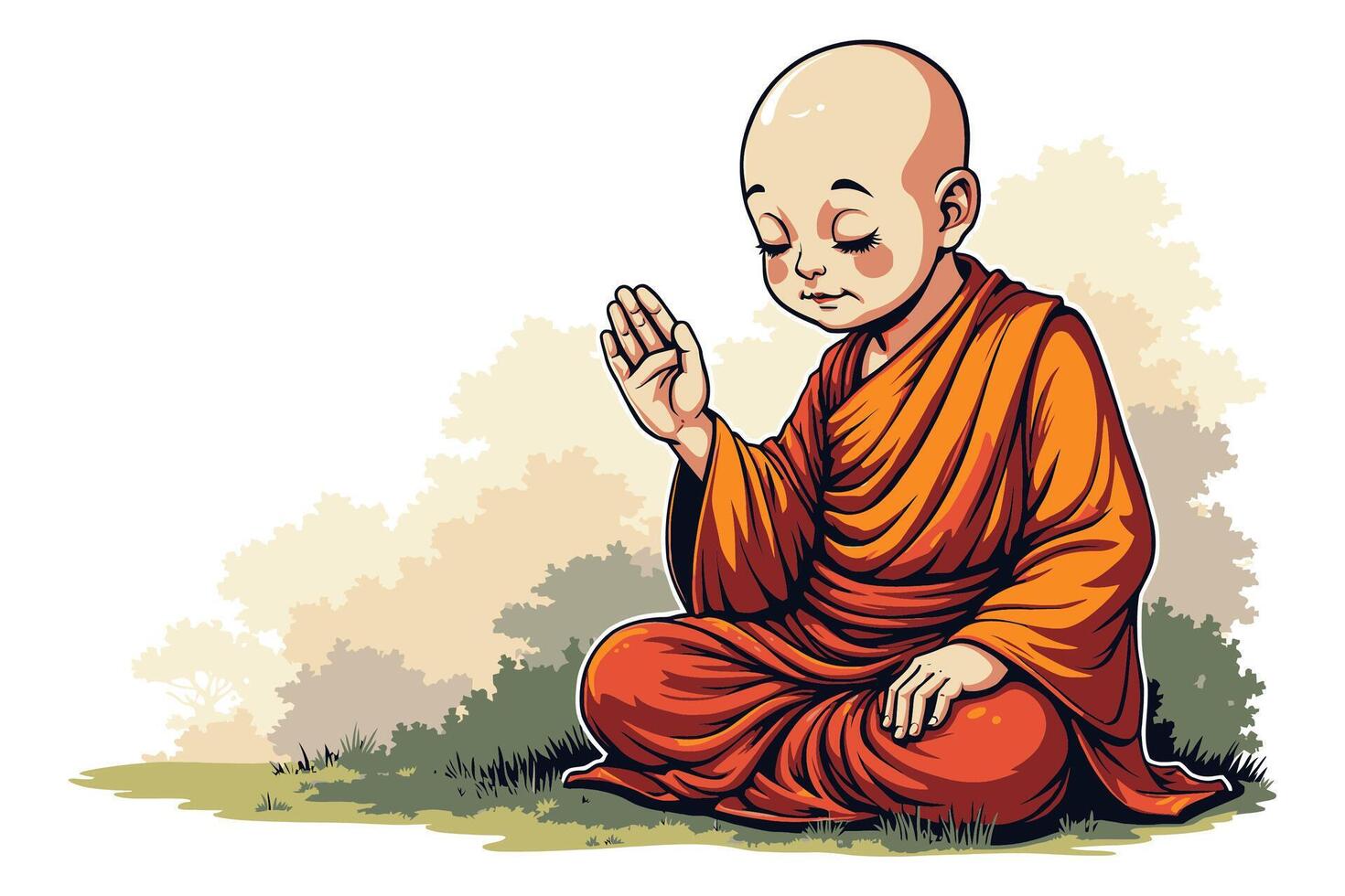 Buddhist monk, engaged in spiritual practice. vector