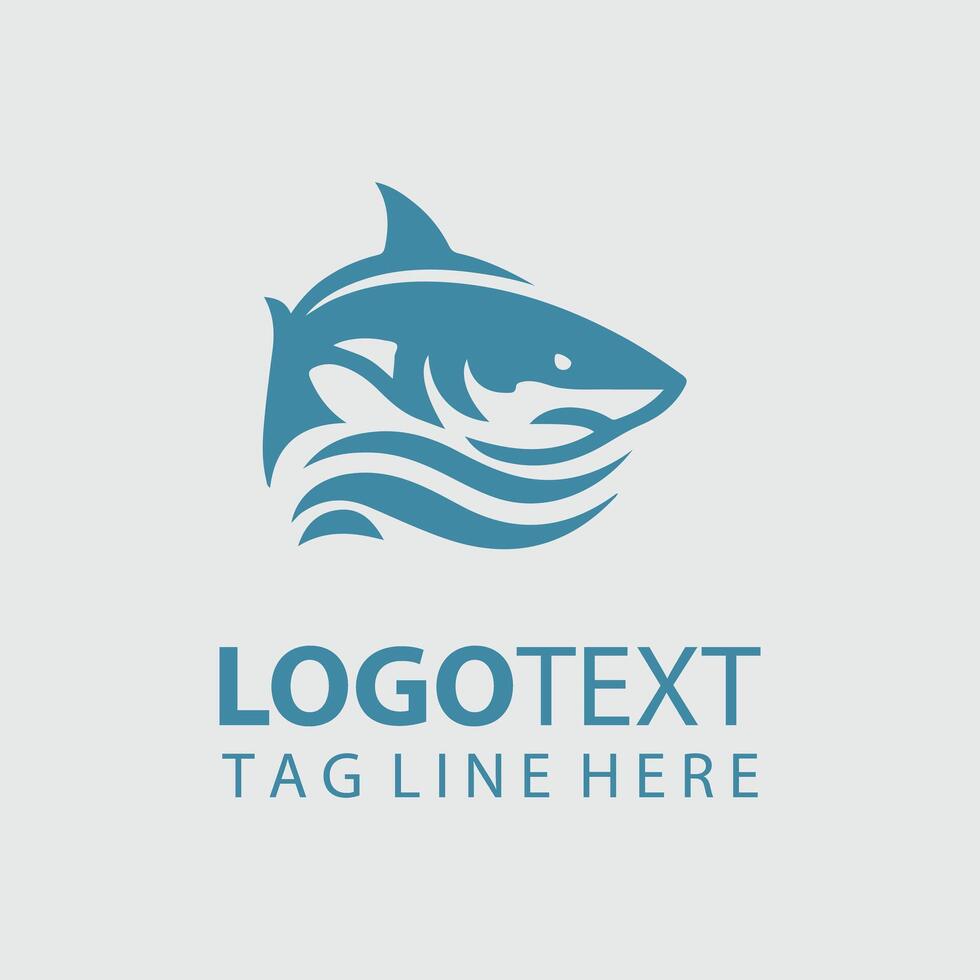 Blue shark logo design vector