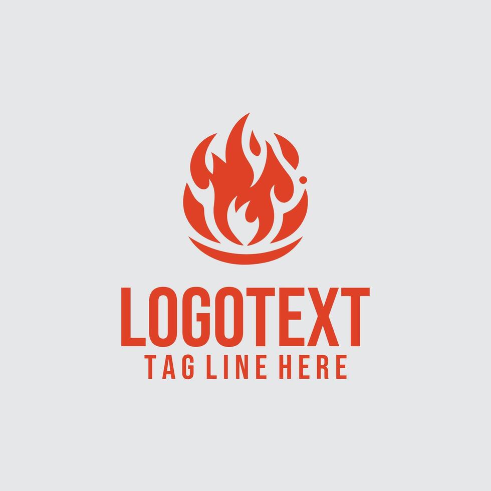 A logo for a restaurant with a fire in the background vector