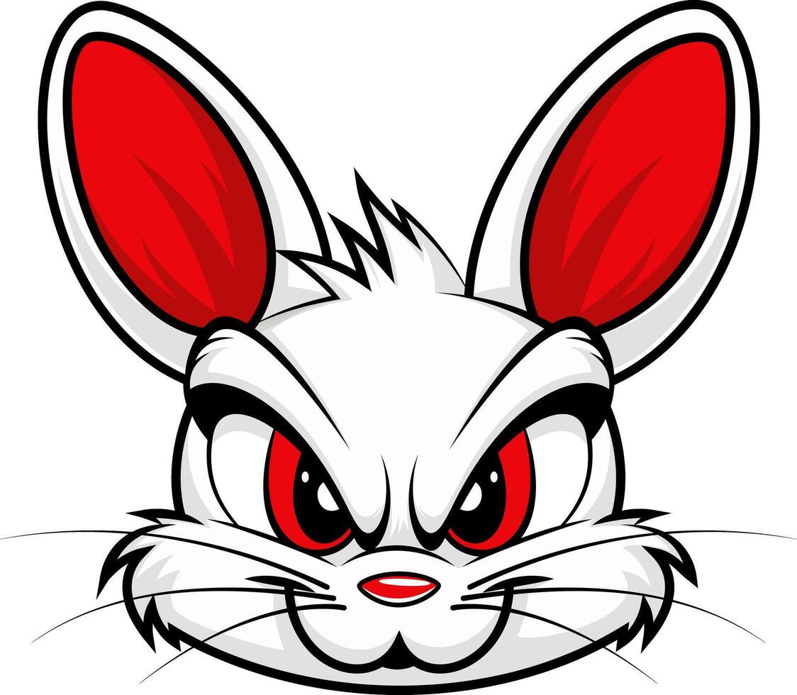 A cartoon rabbit head with red eyes vector