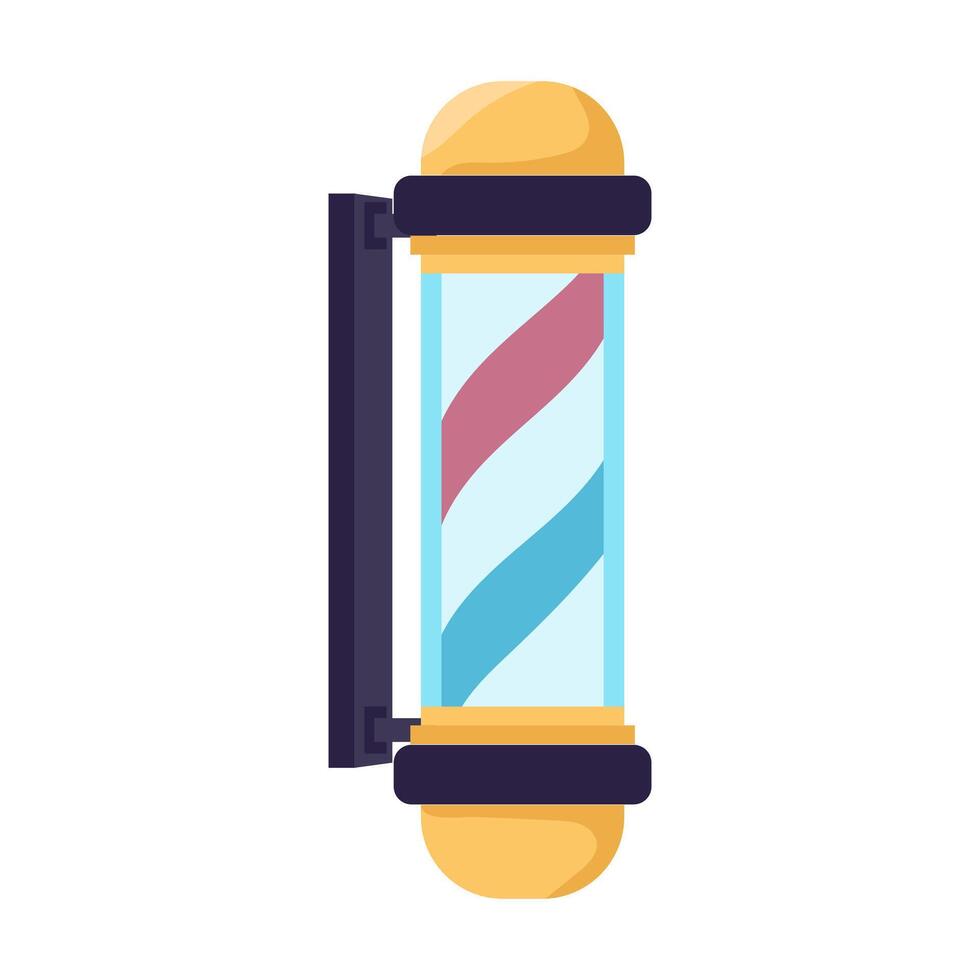 Barbershop striped pole in flat design. Classic symbol of barber salon. illustration isolated. vector