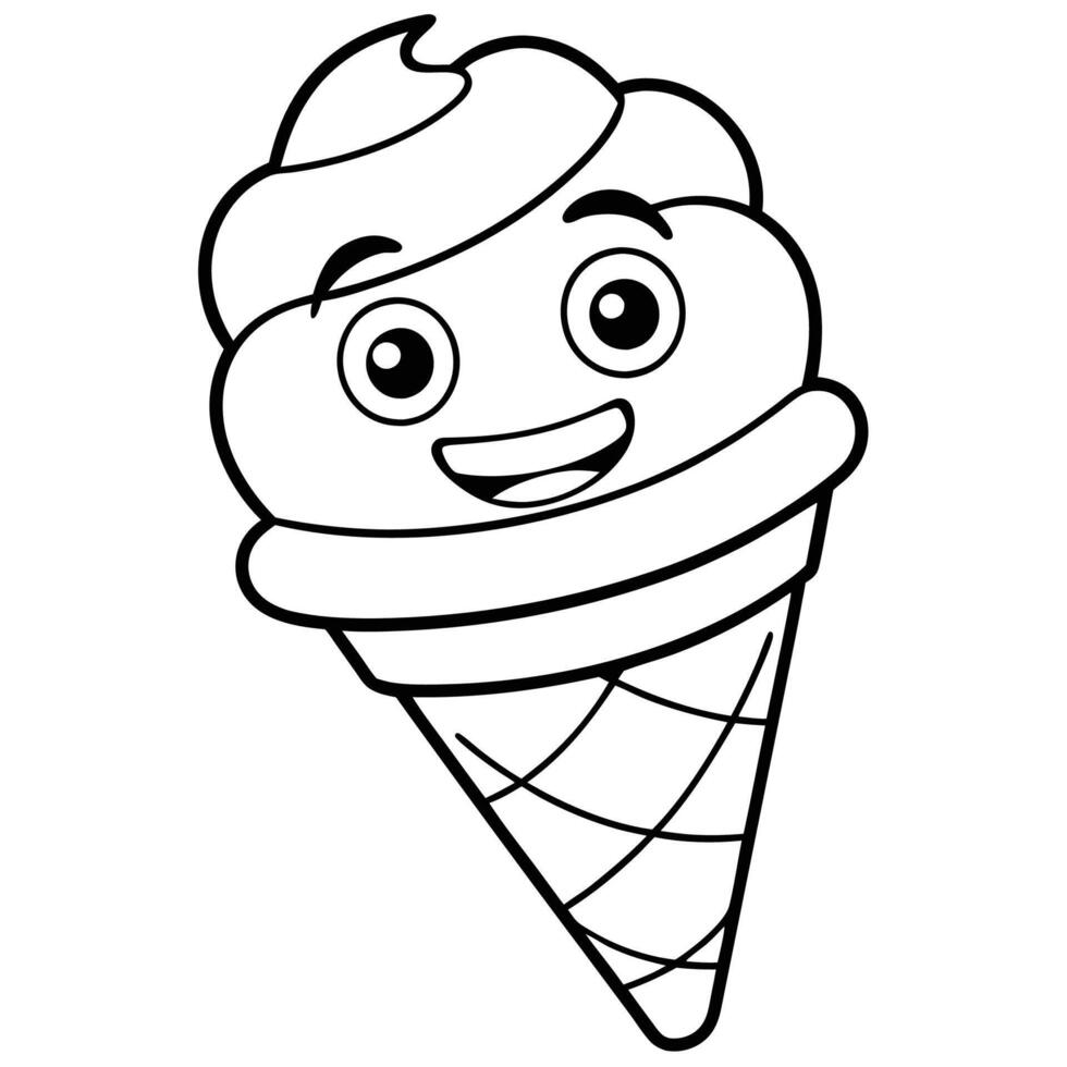 cone ice-cream outline for kids coloring pages vector