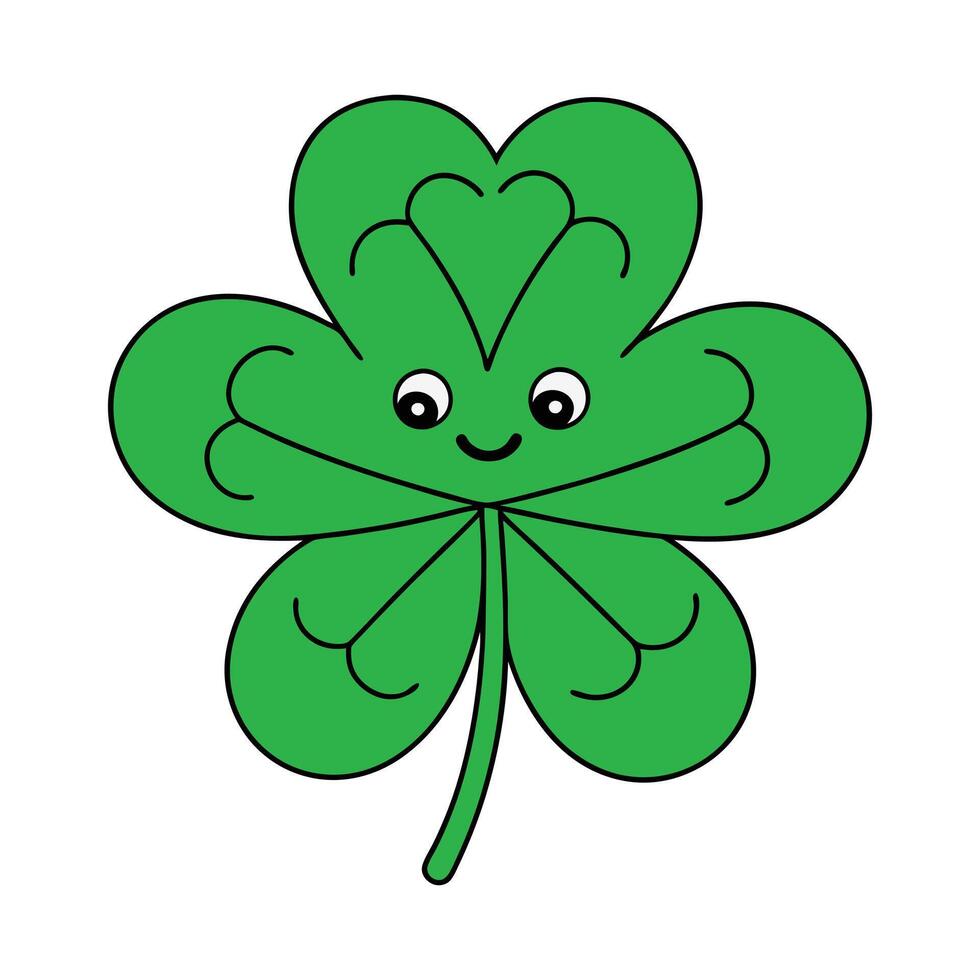 Shamrock Illustration Cartoon, Clipart, and Line Art Design vector