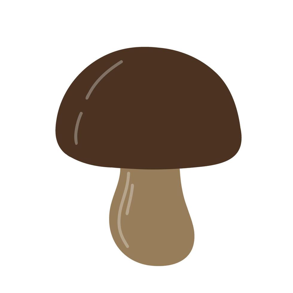 Simple illustration of a brown mushroom with a light beige stem, perfect for autumn-themed designs, nature-related projects, or food icons. Ideal for eco-friendly and culinary illustrations. vector