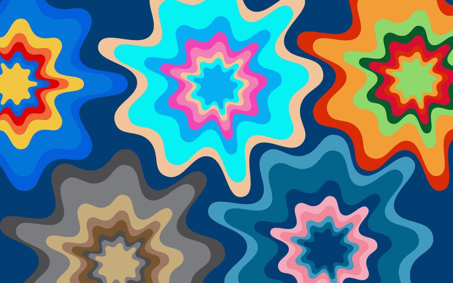 A colorful abstract pattern with stars and swirls vector