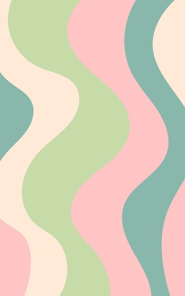 Pastel wavy background with pink, green and blue waves vector
