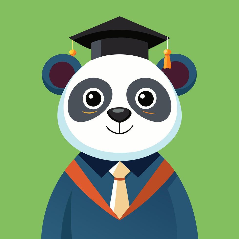 A cartoon panda wearing a graduation cap and gown vector