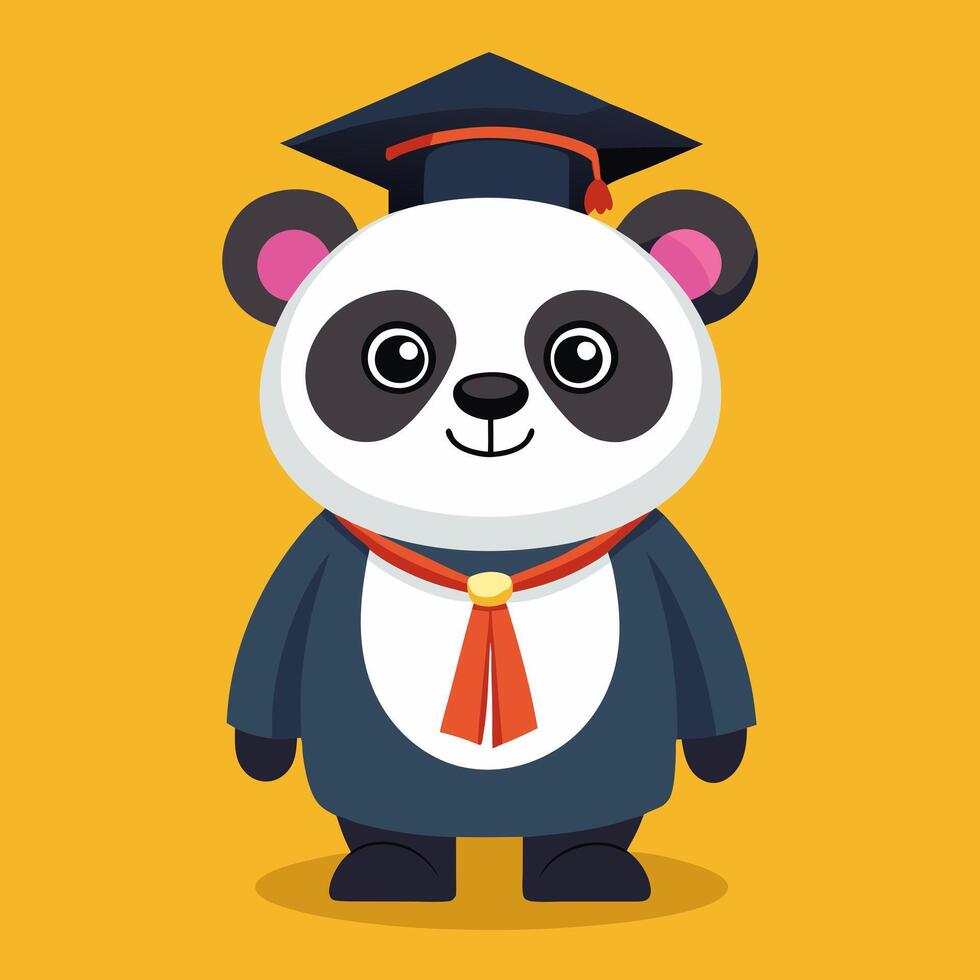 A cartoon panda bear wearing a graduation cap vector
