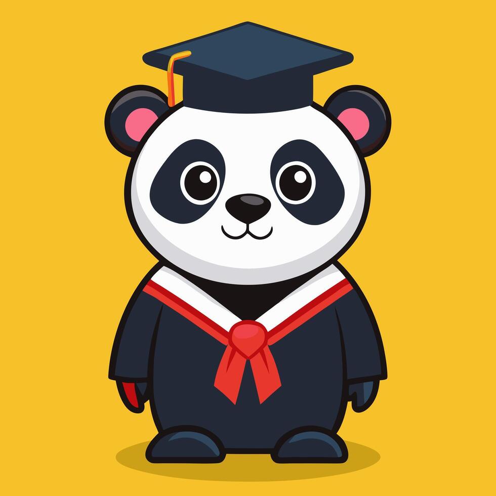 A cartoon panda bear wearing a graduation cap vector