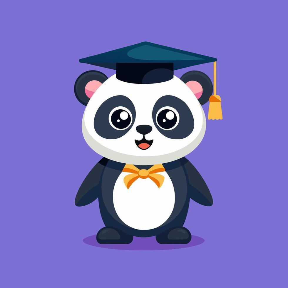 A cartoon panda wearing a graduation cap vector