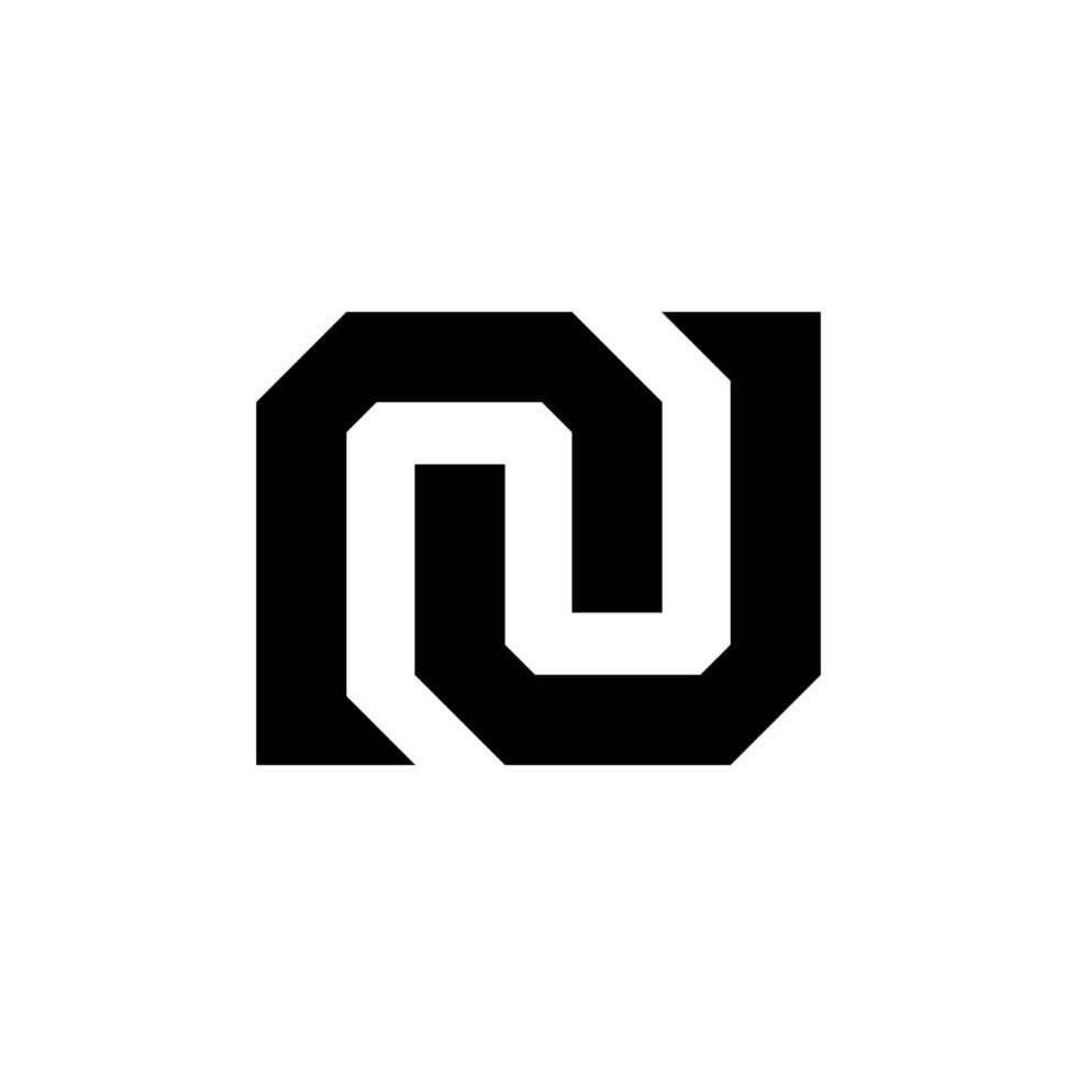 Letter Nu or Nj new shape with modern unique Iconic logo vector