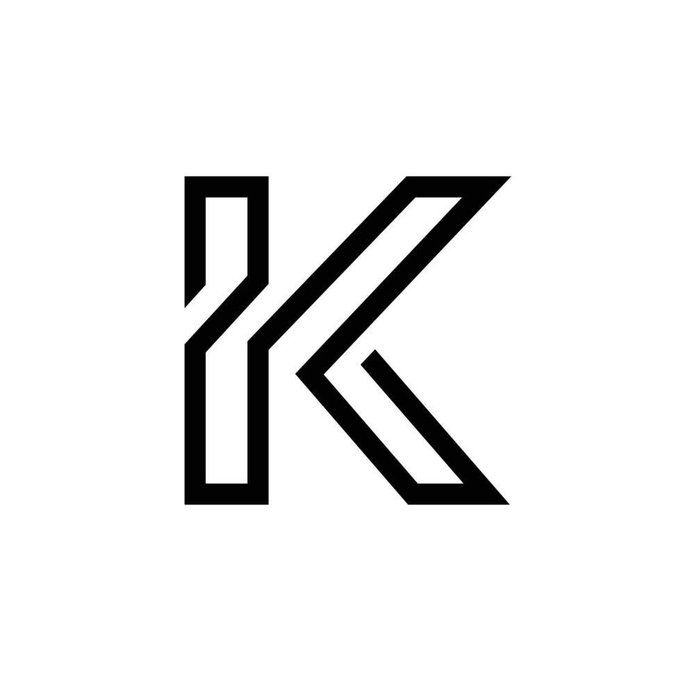 Letter K with creative line art simple typography branding logo vector