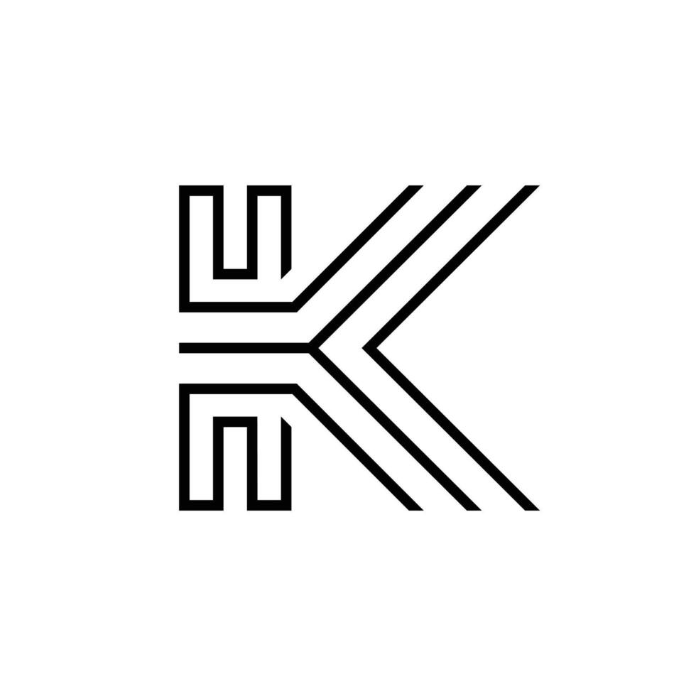 Letter K elegant shapes alphabet modern unique logo branding vector