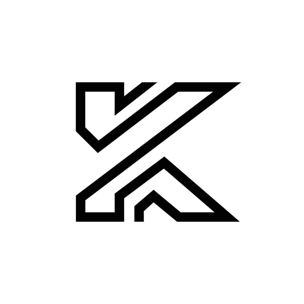 Letter K line art shape with simple minimal modern logo idea vector