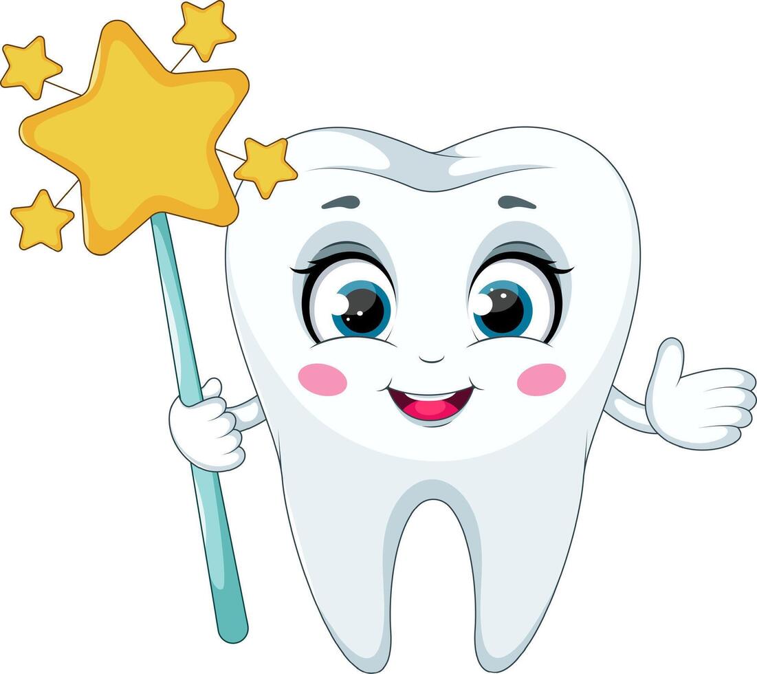 Magical Tooth with Fairy Wand vector
