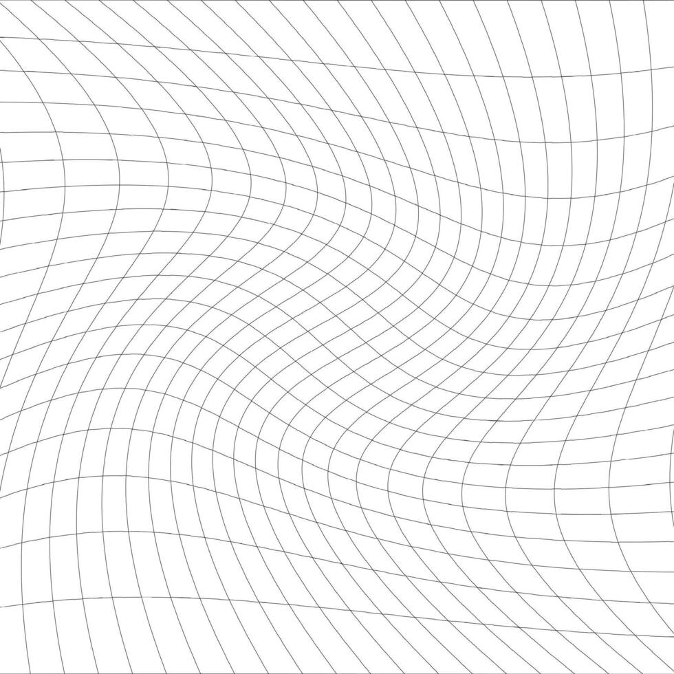 Square Black and Wight Abstract Deformed Grid vector