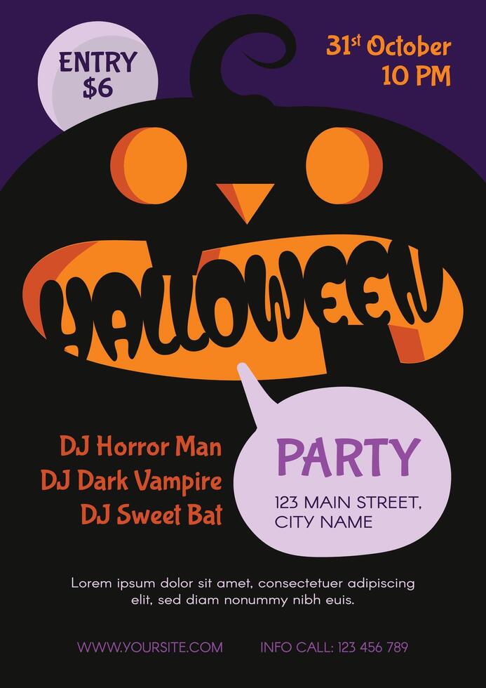 Halloween Spooky Neon Pumpkin Party Poster vector
