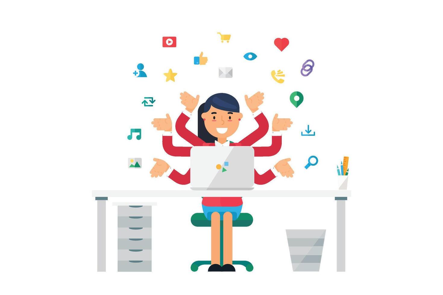 Freelance Worker Analyzes Social Networks vector