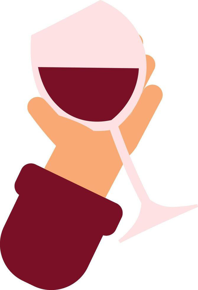 Colorful Cartoon Hand Holding French Traditional Drink Red Wine vector