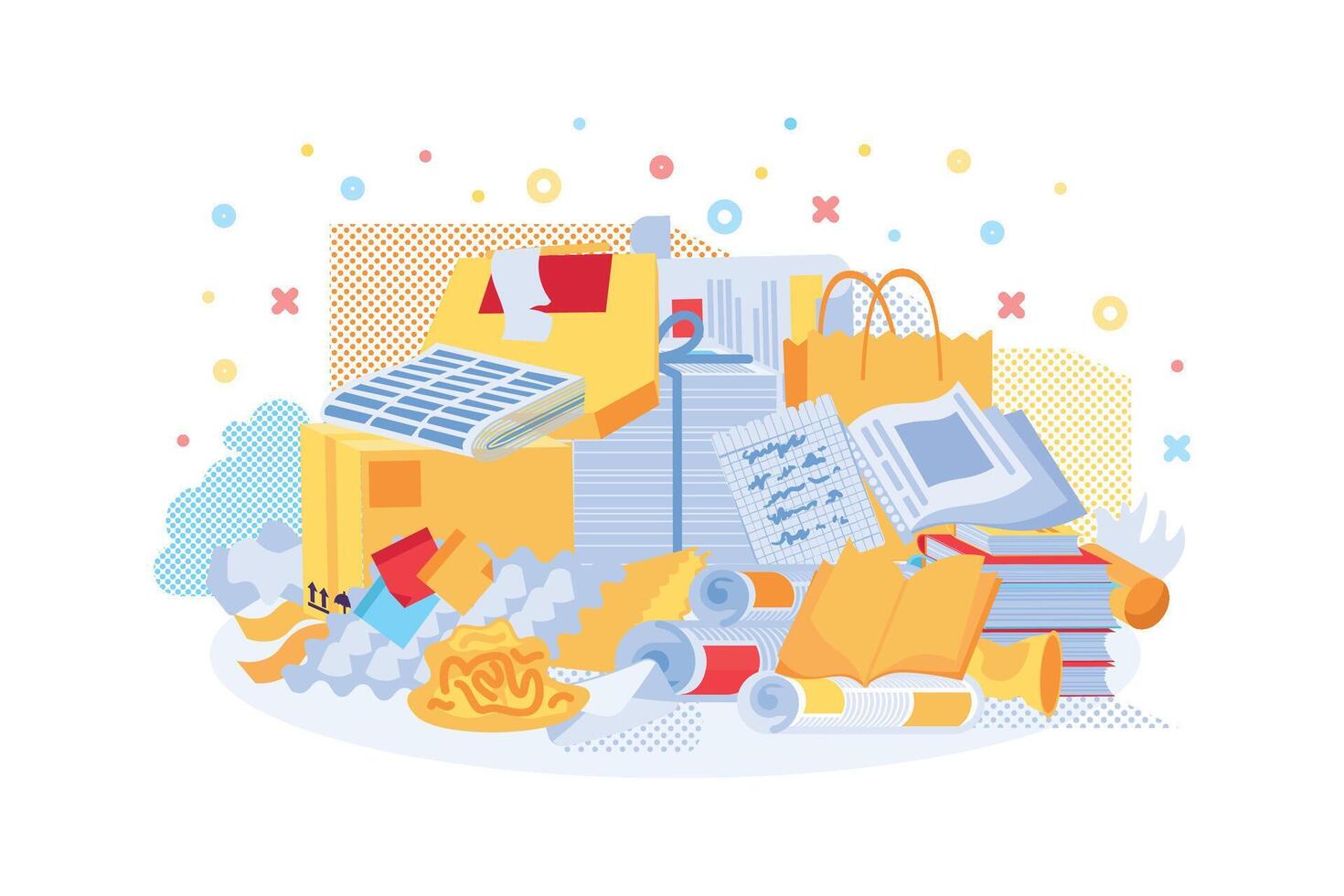 Unwanted Paper and Cellulose Piled Up Big Pile vector