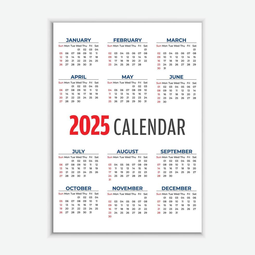 2025 calendar design vector