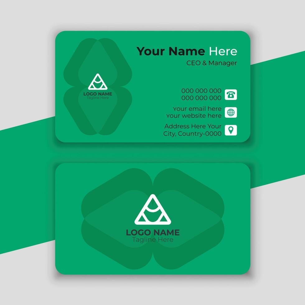 Green Color Modern Business Card Design Template vector