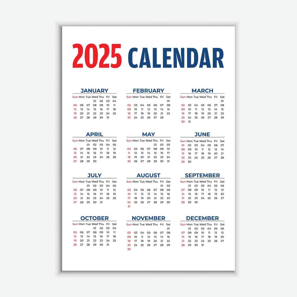 New 2025 calendar design template vector