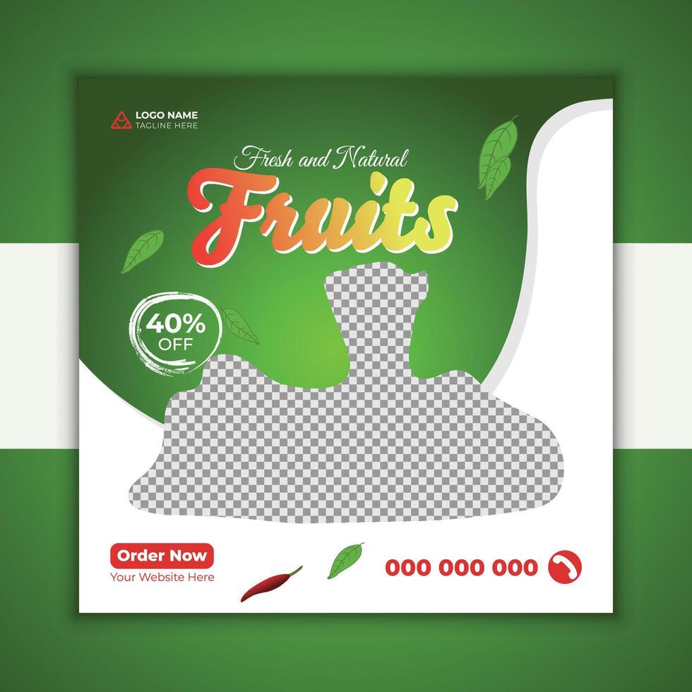 Fruits social media post design template for promotions. vector