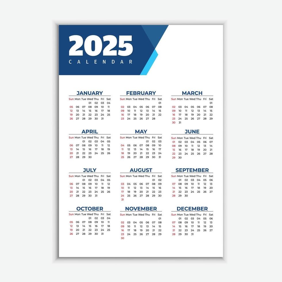 New year calendar 2025 vector