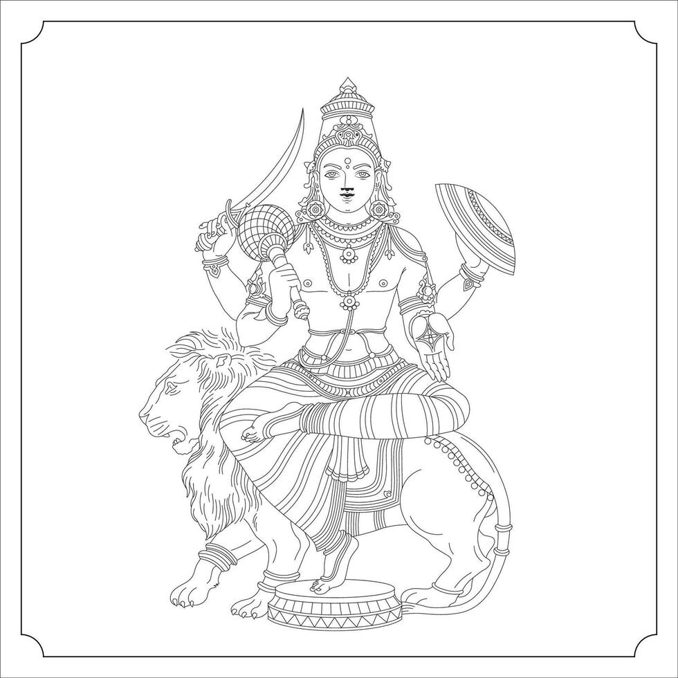 Indian God BUDHA Isolated Outline Illustration vector
