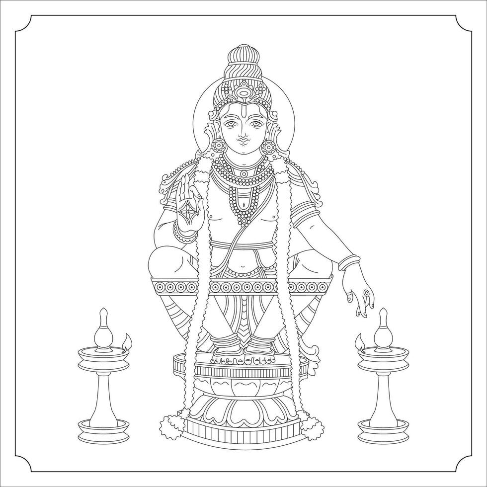 Indian Goddess SASTA Isolated Outline Illustration vector