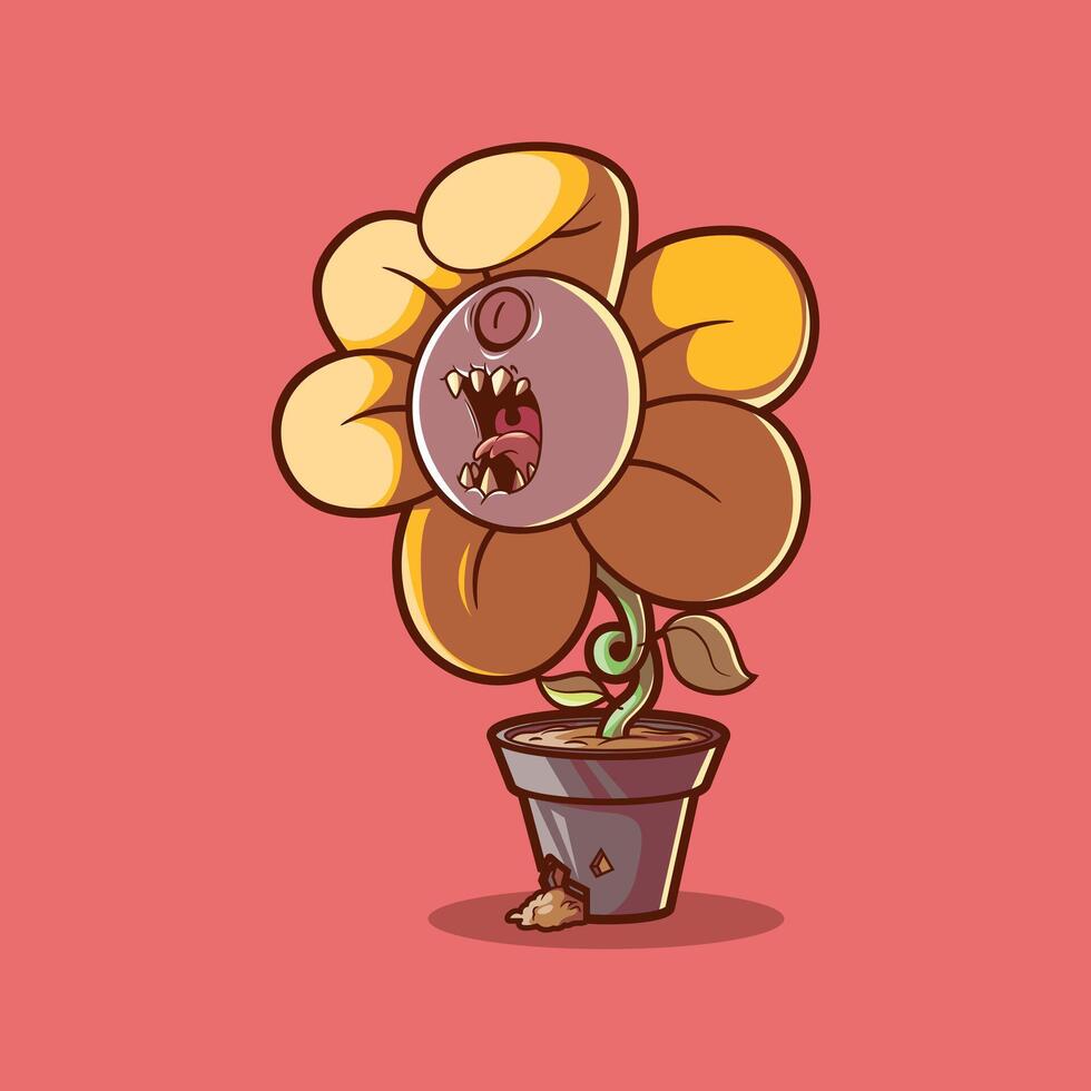 A flower monster character. vector