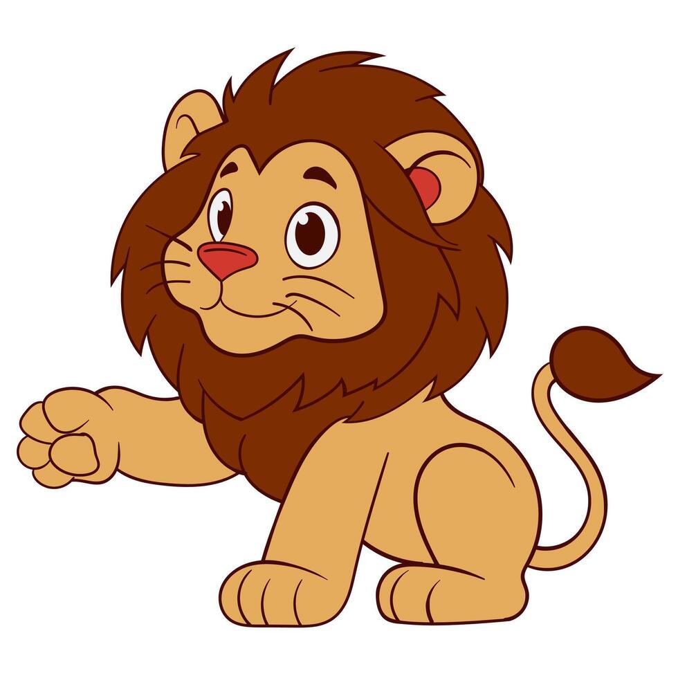 Adorable Lion Standing with Outstretched Arm, No Robe vector