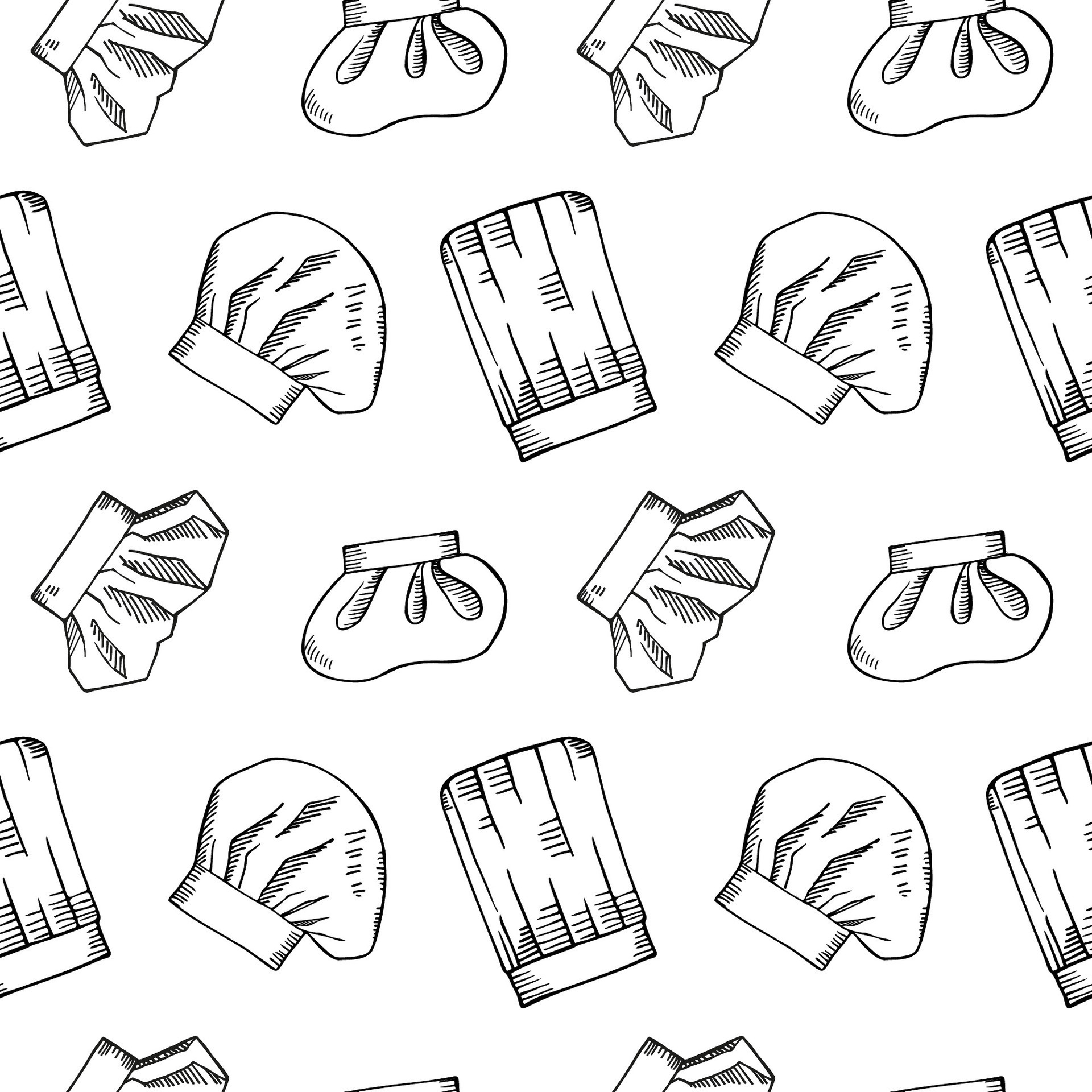 Chef hat sketch seamless pattern Hand drawn repeating background with