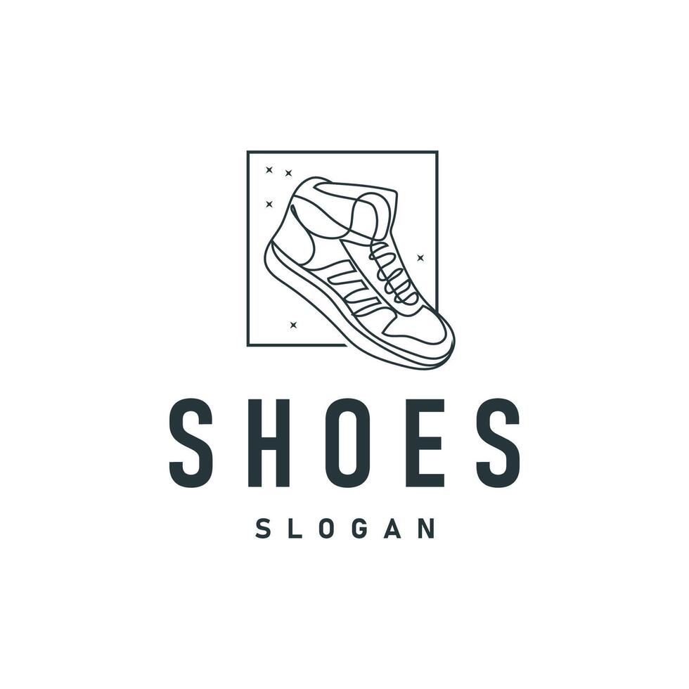 Shoe Logo, Minimalist Line Style Sneaker Shoe Design Simple Fashion Product Brand vector