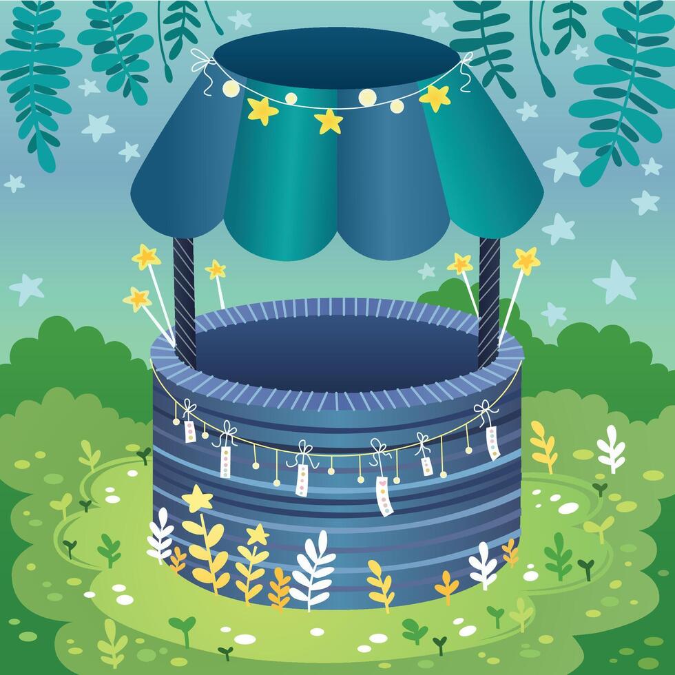 modern Wishing well illustration vector