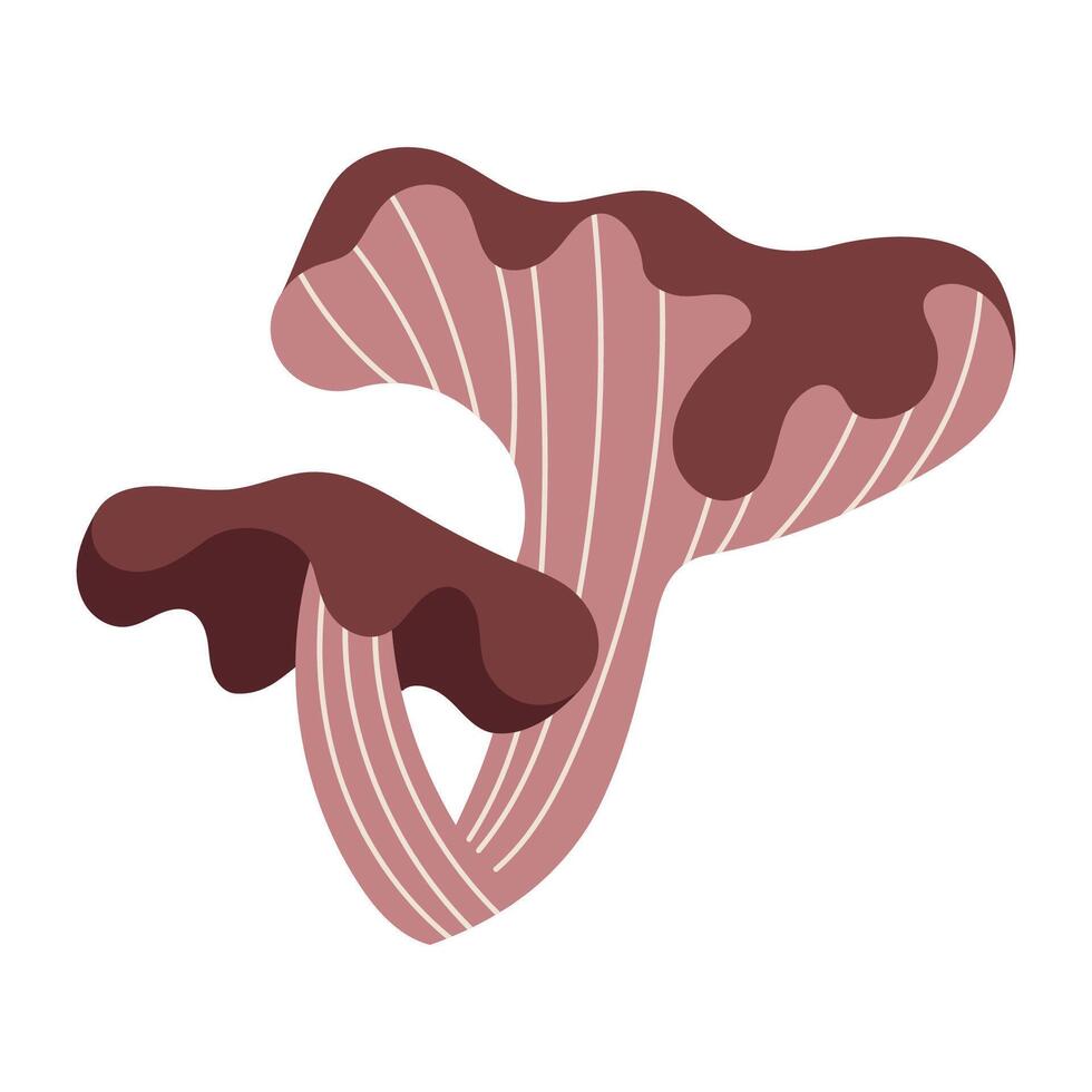 Hand draw autumn pink chanterelle mushroom isolated on a white background.Single illustration in doodle flat style. Clipart cozy illustrations for print, wrapping, packaging.Forest food. vector
