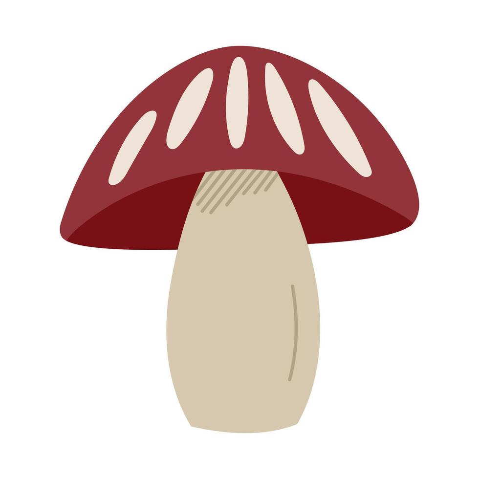 Hand draw autumn mushroom isolated on a white background.Single illustration in doodle flat style. Clipart cozy illustrations for print, packaging.Forest food in red and brown color. vector